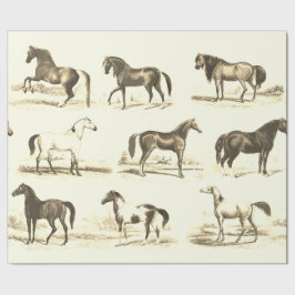 Papel De Regalo Elegante variedad de caballos de tela beige de épo