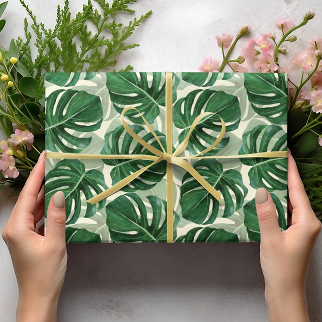 Papel De Regalo Elegante vegetación tropical verde hoja de Monster (Subido por el creador)