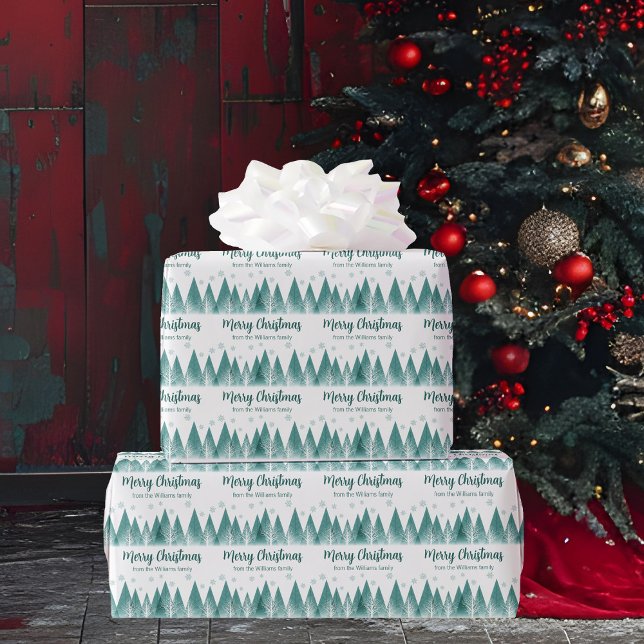 Papel De Regalo Elegante Verde azulado Personalizado del Bosque Ve (Subido por el creador)
