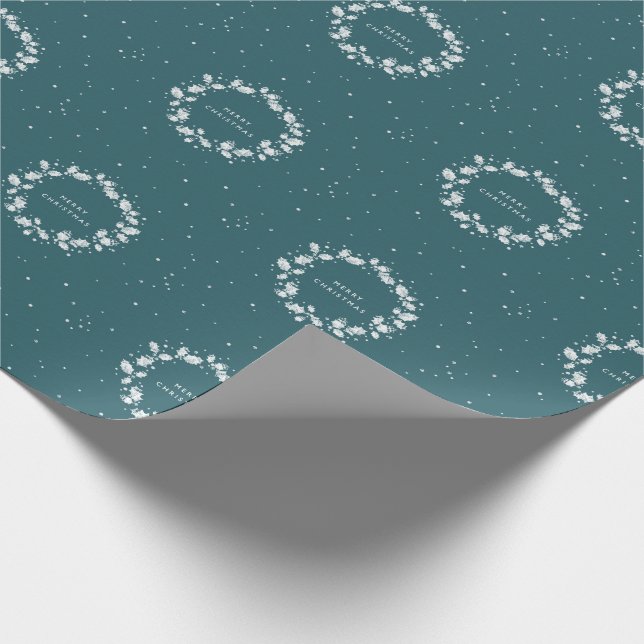 Papel De Regalo Elegante verde + blanco morado Navidad Holly Wreat (Esquina)