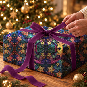 Papel De Regalo Elegante vidrio teñido azul turquesa Galaxia Estre