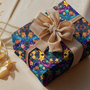 Papel De Regalo Elegante vidrio teñido de estrellas de galaxia de