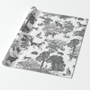Papel De Regalo Elegante Viejo Toile de Conejo Fox de Woodland