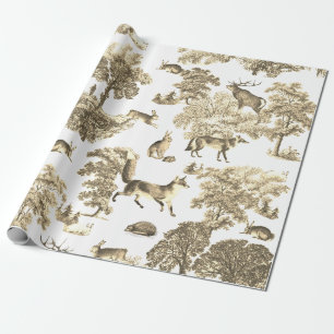 Papel De Regalo Elegante Viejo Woodland Bei Fox Rabbit Toile