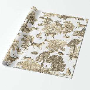 Papel De Regalo Elegante Viejo Woodland Bei Fox Rabbit Toile