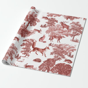 Papel De Regalo Elegante Viejo Woodland Red Fox Rabbit Toile