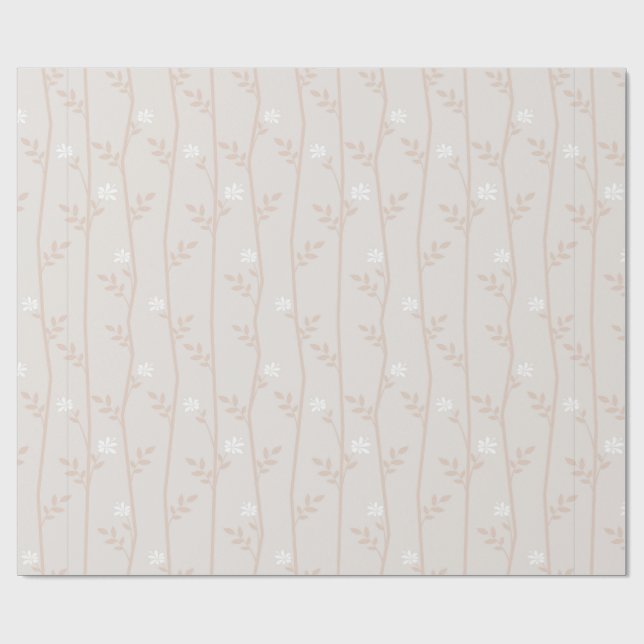 Papel De Regalo Elegante vino botánico beige y blanco (Superficie plana)
