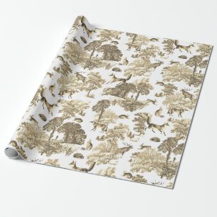 Papel De Regalo Elegante Vintage Beige Fox Rabbit Country Toile