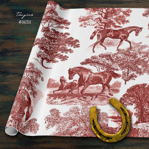 Papel De Regalo Elegante Vintage Elegante Moda Caballos Tallín Roj