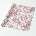 Papel De Regalo Elegante Vintage Francés Grabado Floral Toile-Rosa<br><div class="desc">Elegante y ornamentado patrón vintage rosa y blanco toile de jouy con flores exóticas,  viñas y follaje entrelazados con guirnaldas y canastos de rosas. Este patrón se adaptó a partir de un fragmento textil francés histórico aproximadamente en 1910 en la colección Smithsonian.</div>