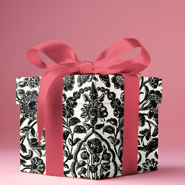 Papel De Regalo Elegante Vintage francés grabado toile floral-negr