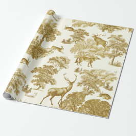 Papel De Regalo Elegante Vintage Gold Deer Fox Hare Country Toile