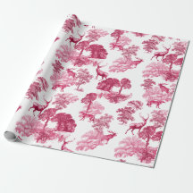 Elegante Vintage Pink Fox Toile Woodland
