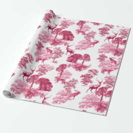 Papel De Regalo Elegante Vintage Pink Fox Toile Woodland