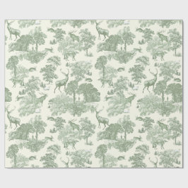 Papel De Regalo Elegante Vintage Sage Green Deer Woodland Toile