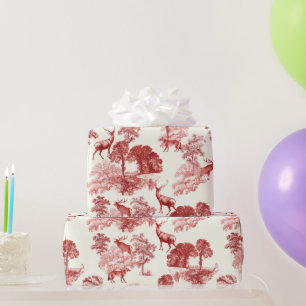 Papel De Regalo Elegante Vintage Toile Red Deer Woodland Seamless