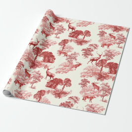 Papel De Regalo Elegante Vintage Toile Red Deer Woodland Seamless