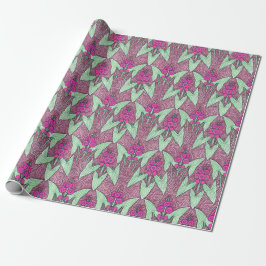 Papel De Regalo Elegante Vintage Verde Rosa Art Nouveau Floral