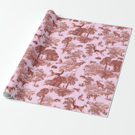 Papel De Regalo Elegante Vintage Woodland Fox Hare Red Pink