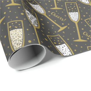 Papel De Regalo Elegante y elegante copa de champán en Nochevieja