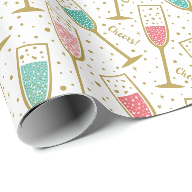 Papel De Regalo Elegante y elegante copa de champán en Nochevieja (Esquina del rollo)