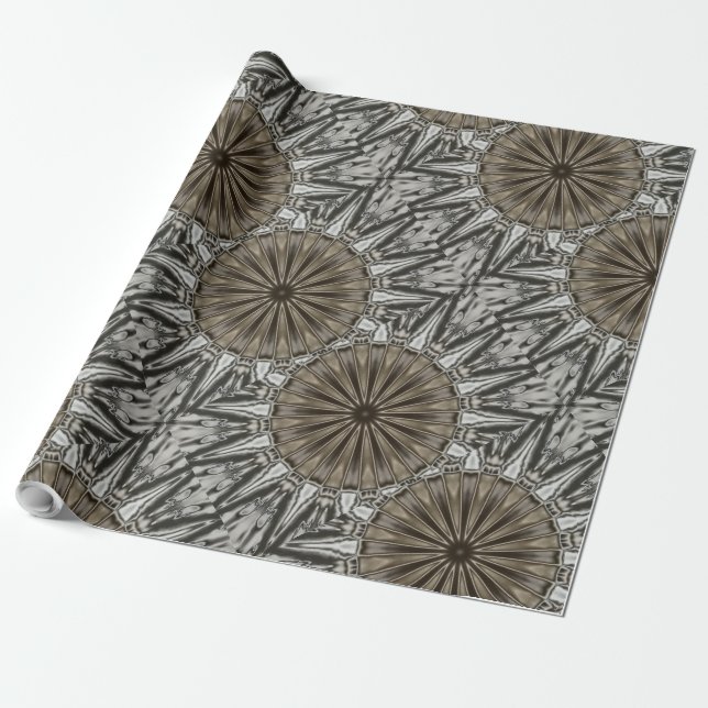 Papel De Regalo Elegante y elegante diseño de Kaleidoscope Gris ma (Desenrollado)