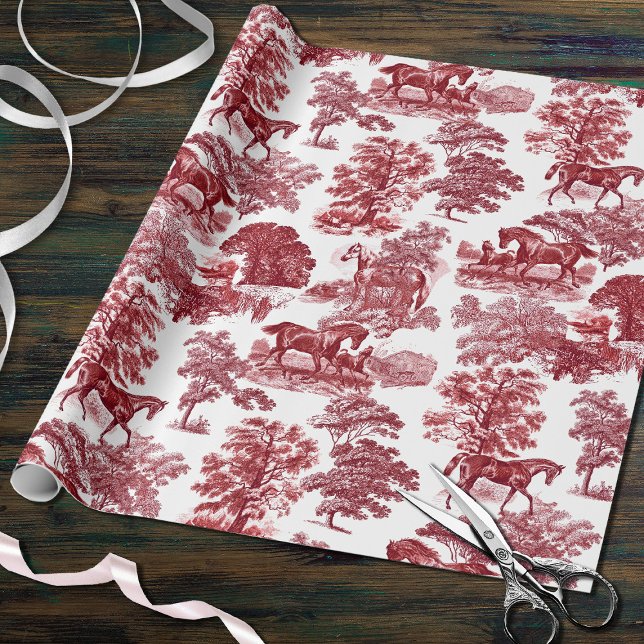 Papel De Regalo Elegante y elegante equipo rústico de caballos roj (Subido por el creador)