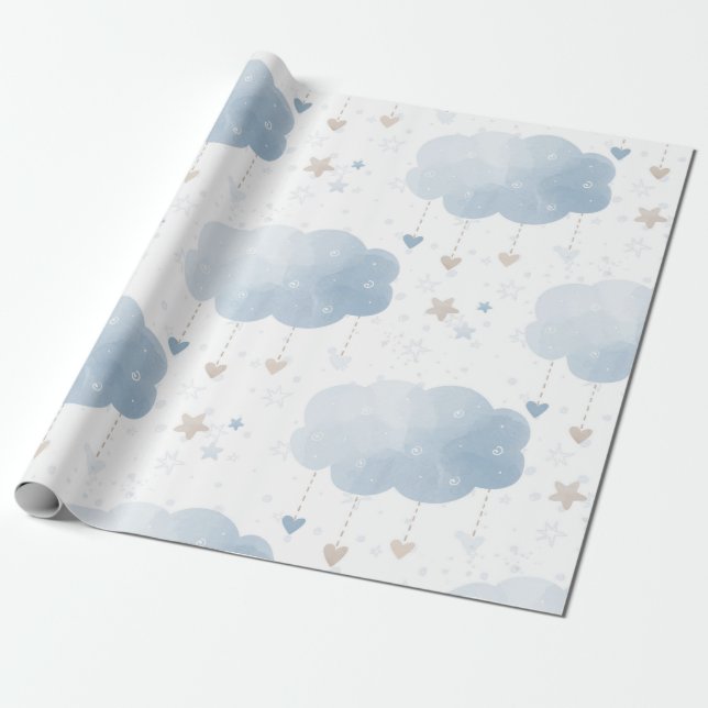 Papel De Regalo Elegante y elegante habitación con nubes de marfil (Desenrollado)