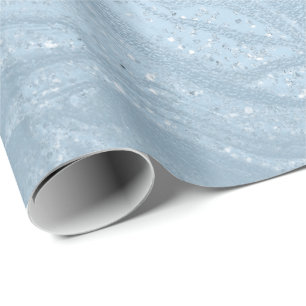 Papel De Regalo Elegante y elegante mármol purpurina azul