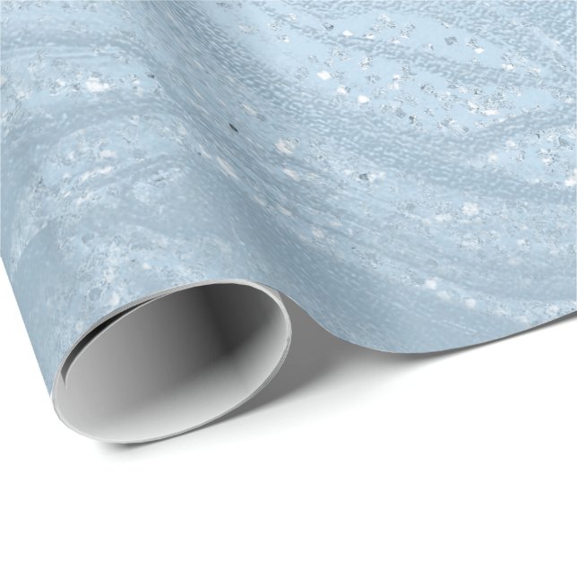 Papel De Regalo Elegante y elegante mármol purpurina azul (Esquina del rollo)