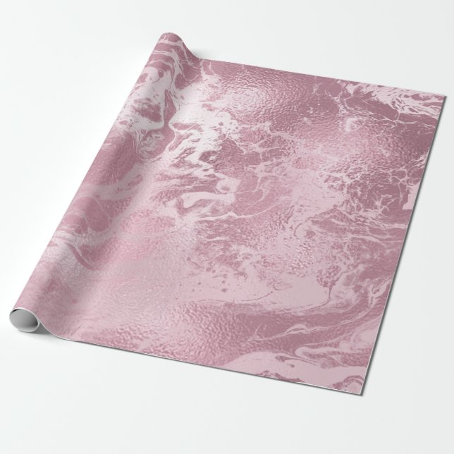 Papel De Regalo Elegante y elegante mármol rosa dorado rosa (Desenrollado)