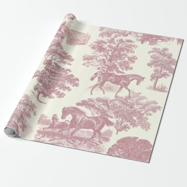 Papel De Regalo Elegante y elegante Moda de caballos rosados de ca (Desenrollado)