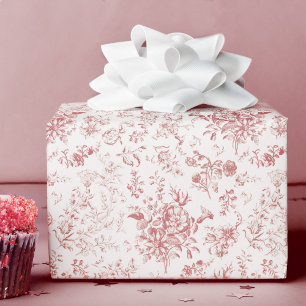 Papel De Regalo Elegante y elegante tela rosa floral de época