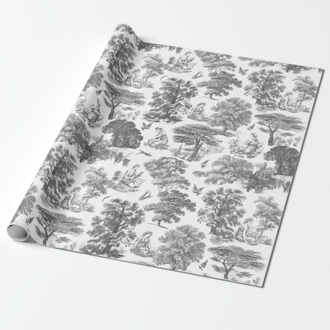 Papel De Regalo Elegante y elegante toile rústico grisáceo (Desenrollado)