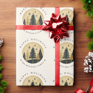 Papel De Regalo Elegante Y FELIZ FESTIVIDAD HERMOSA Selva De Pino 