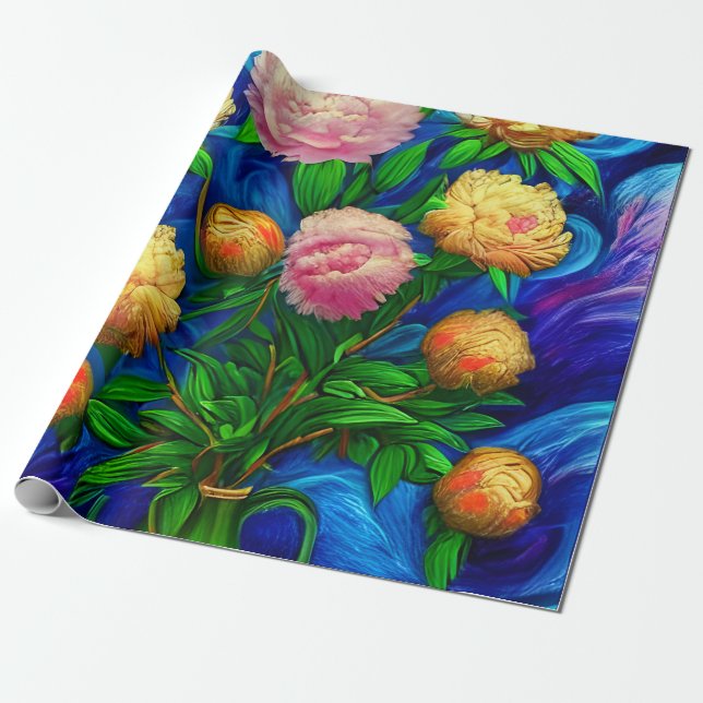 Papel De Regalo Elegante y hermosa colección de Peony (Desenrollado)
