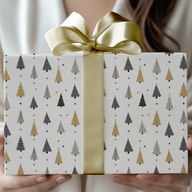 Papel De Regalo Elegante y moderno feriado de árboles y estrellas  (Subido por el creador)