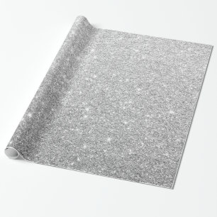 Papel De Regalo Elegante y moderno Purpurina metálico plateado gri