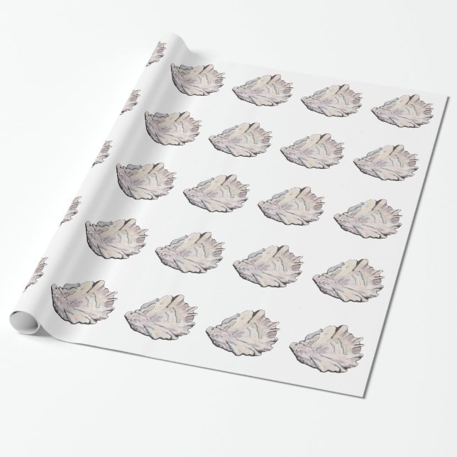 Papel De Regalo Elegante y simple acuarela de ostión (Desenrollado)