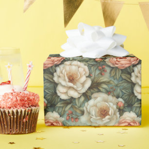 Papel De Regalo Elegante y vintage envuelta de regalo floral de co