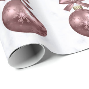 Papel De Regalo Elegantes adornos navideños de oro y mármol Rosa