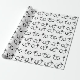 Papel De Regalo Elegantes Anillos de boda negros y blancos sin sol