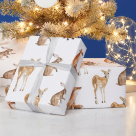 Papel De Regalo Elegantes animales de invierno con nieve envolvien