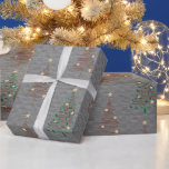 Papel De Regalo Elegantes árboles de Navidad marrones y verdes rob<br><div class="desc">Un rico fondo de acero gris lleno de acuarelas verdes y dorados árboles navideños,  simple y elegante. Excelentes como Navidades elegantes regalos fiestas.</div>