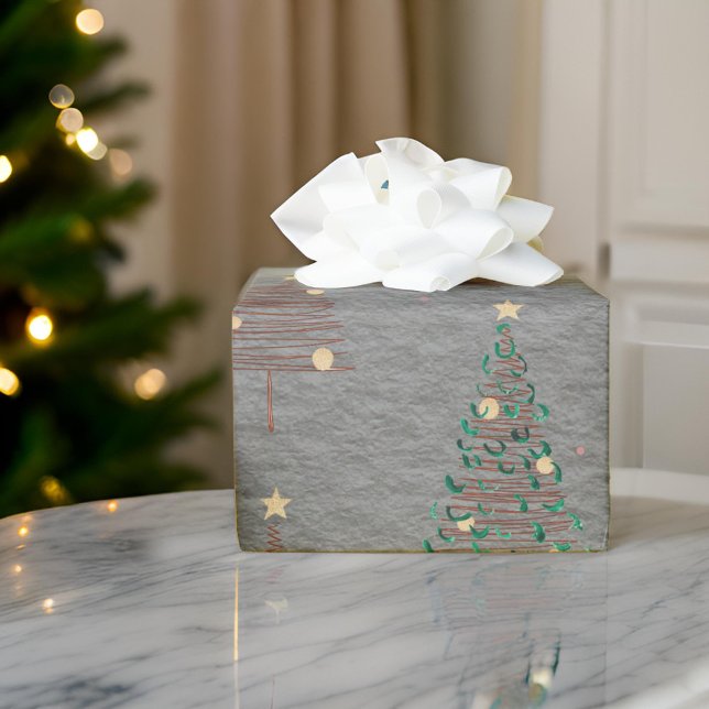 Papel De Regalo Elegantes árboles de Navidad marrones y verdes rob (Subido por el creador)
