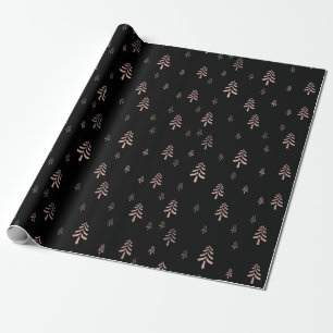 Papel De Regalo Elegantes árboles de navidad rosados y negros