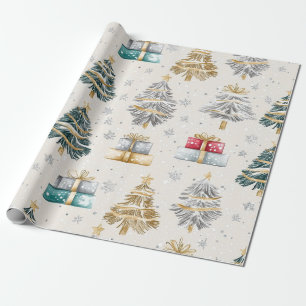 Papel De Regalo Elegantes árboles de Navidad vintage