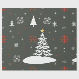 Papel De Regalo Elegantes árboles de Navidad y copos de nieve