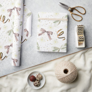 Papel De Regalo Elegantes arcos y cintas y estrellas