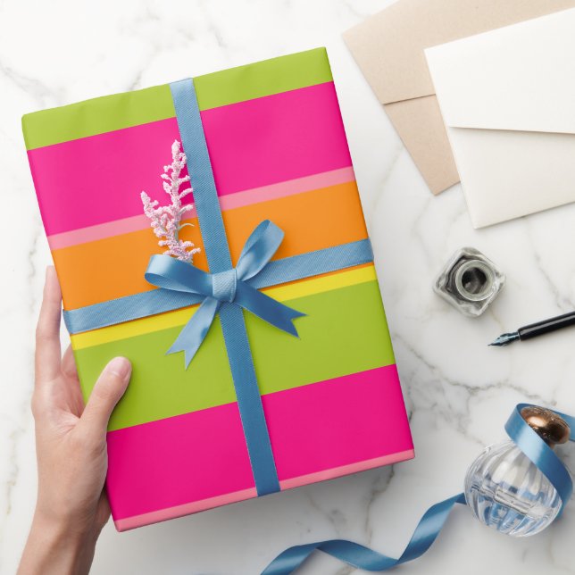 Papel De Regalo Elegantes bandas de diversión rosas, animadas, Nar (Regalar)